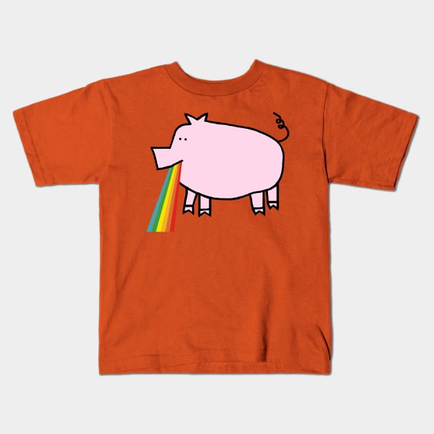 Animals with Rainbow Puke Pink Pig Kids T-Shirt by ellenhenryart